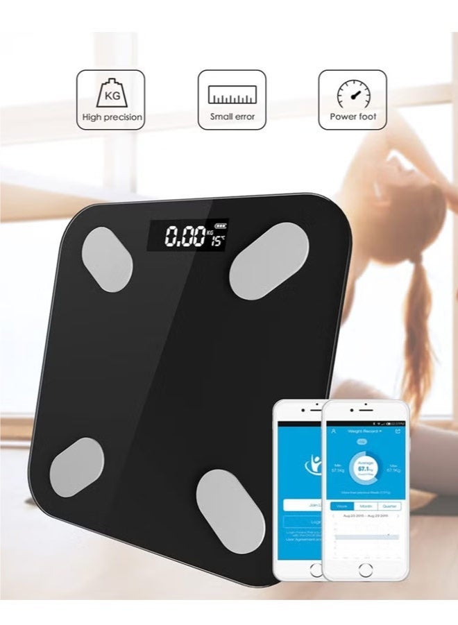 Black Digital Body Fat Scale | Ultra-Slim Tempered Glass Design with Large Color LCD Backlit Display – Step-On Instant Measurement, Stylish & Compact - Image 4